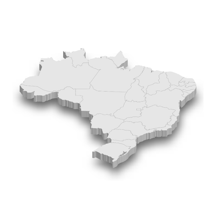 Mapa do Brasil representando atuação nacional em serviços de topografia